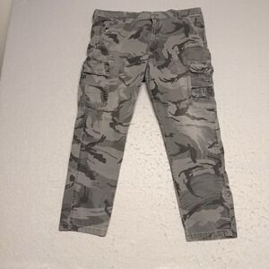 Wrangler Mens Grey Camo Cargo Pants Size 38x30(38x27) Y2K Skater Grunge